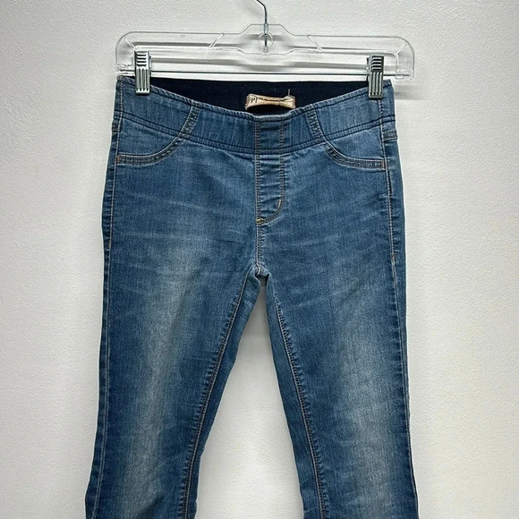 Free People Jeans Flare Leg Denim Jeggings Elastic Waist Pull On Blue Size 25 - Picture 3 of 10